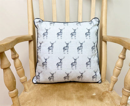 Grey Scatter Cushion With A Stag Print Design-3