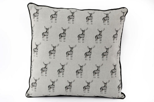 Grey Scatter Cushion With A Stag Print Design-0