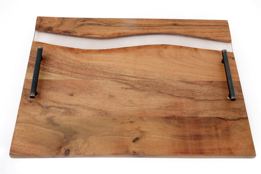 Acacia Wood Tray With Handles-0