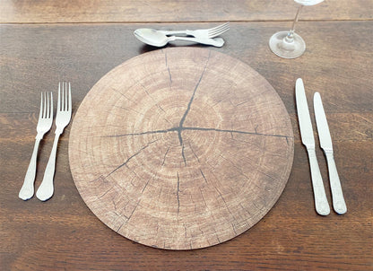 Set of 4 Circular Bark Design Place Mats-1