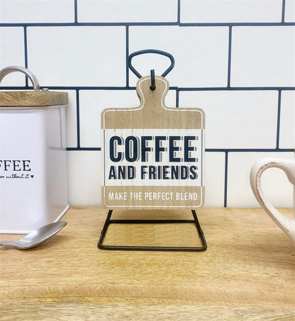 Set of Six Coffee Slogan Coasters On Metal Stand-3