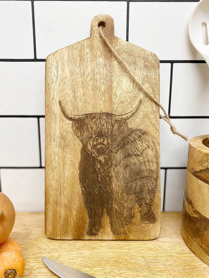 Highland Cow Engraved Wooden Cheese Board-2