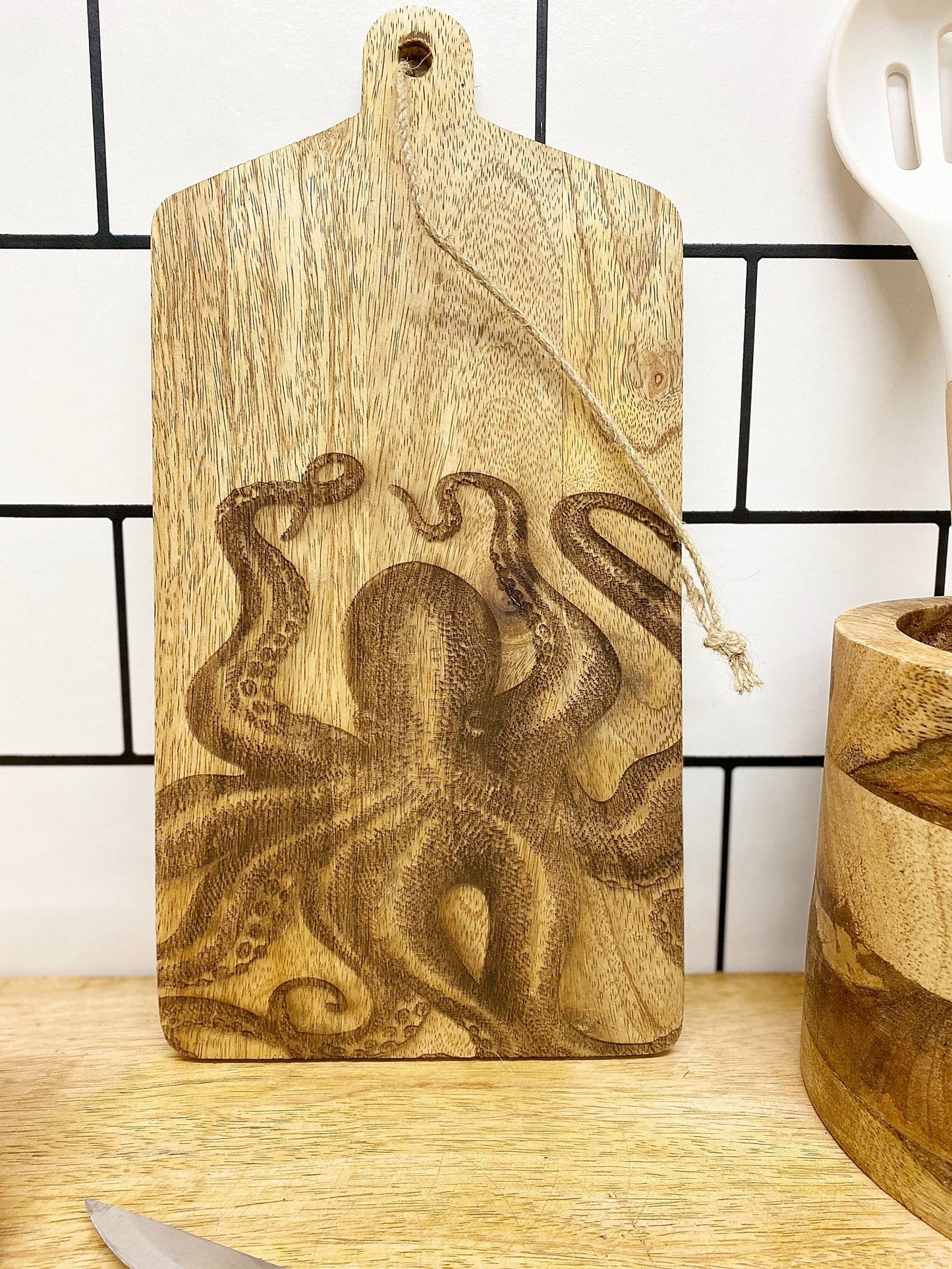 Octopus Engraved Wooden Cheese Board-2