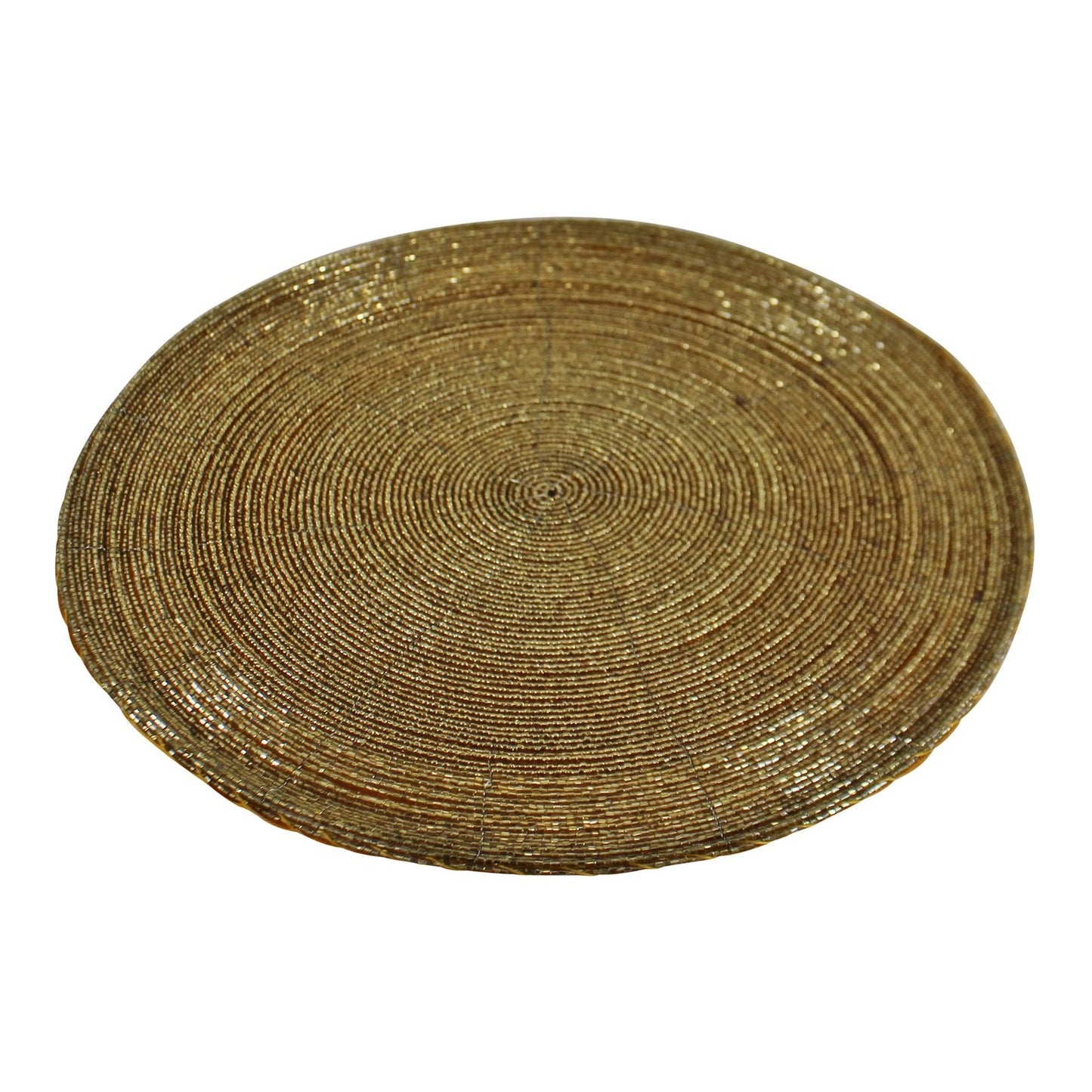 Set of 4 Gold Glass Beaded, Circular Placemats, 30x30cm-0