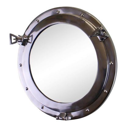 Silver Metal Port Hole Mirror, 40cm-2