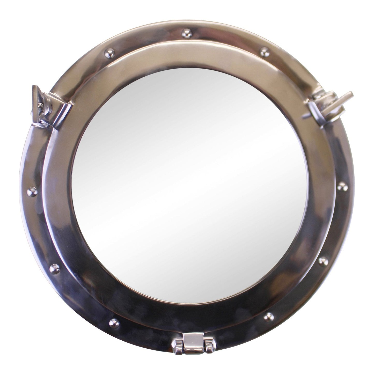 Silver Metal Port Hole Mirror, 40cm-0