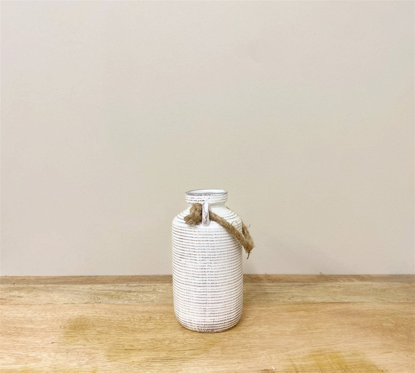 Small Stone Vase with Rope Handle-3