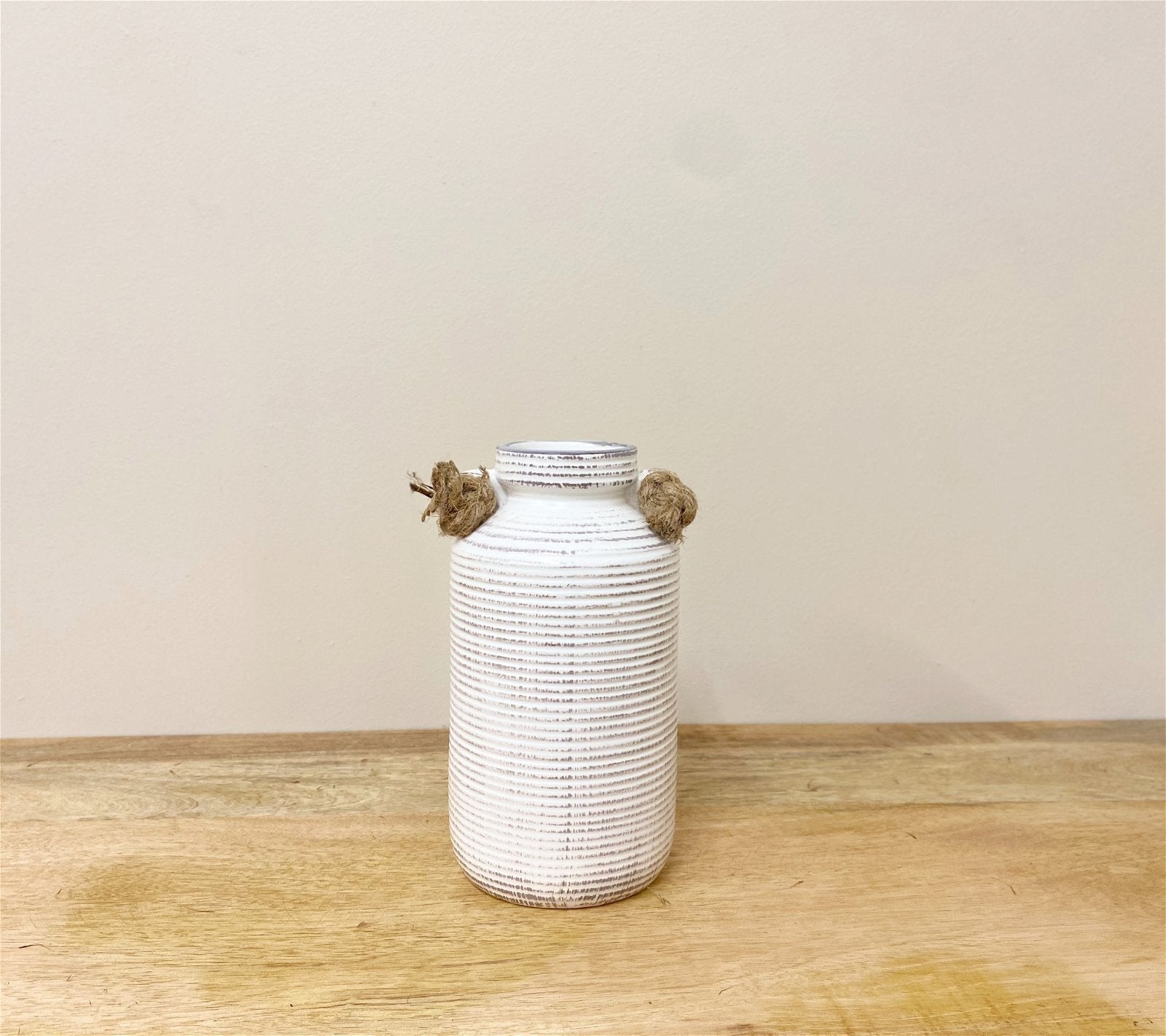 Small Stone Vase with Rope Handle-2