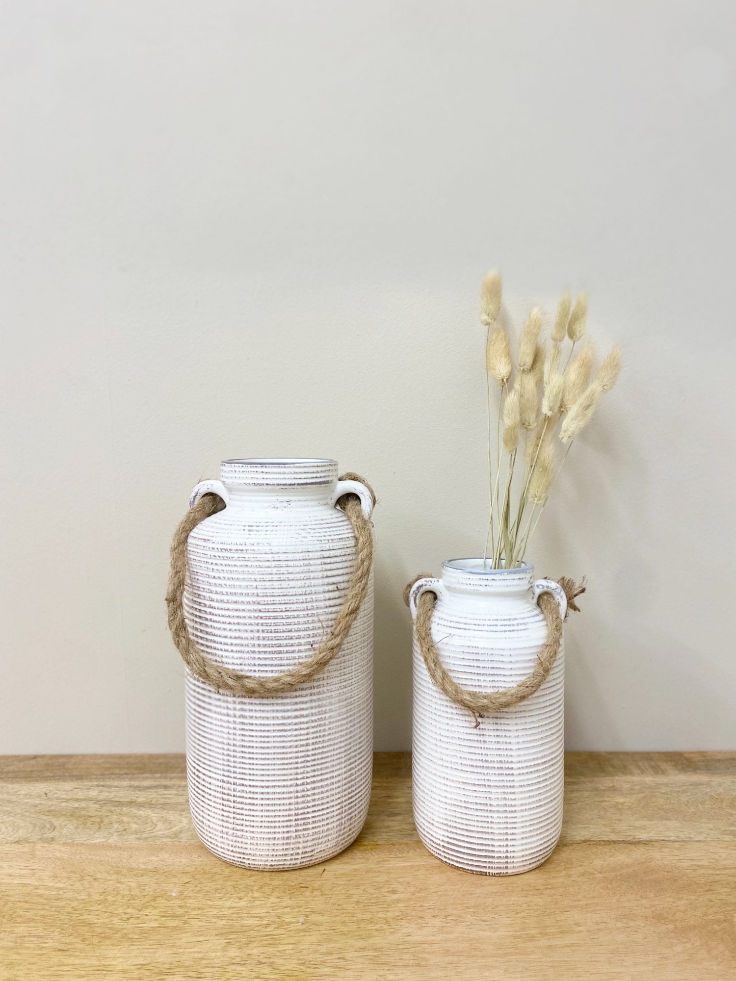 Small Stone Vase with Rope Handle-1