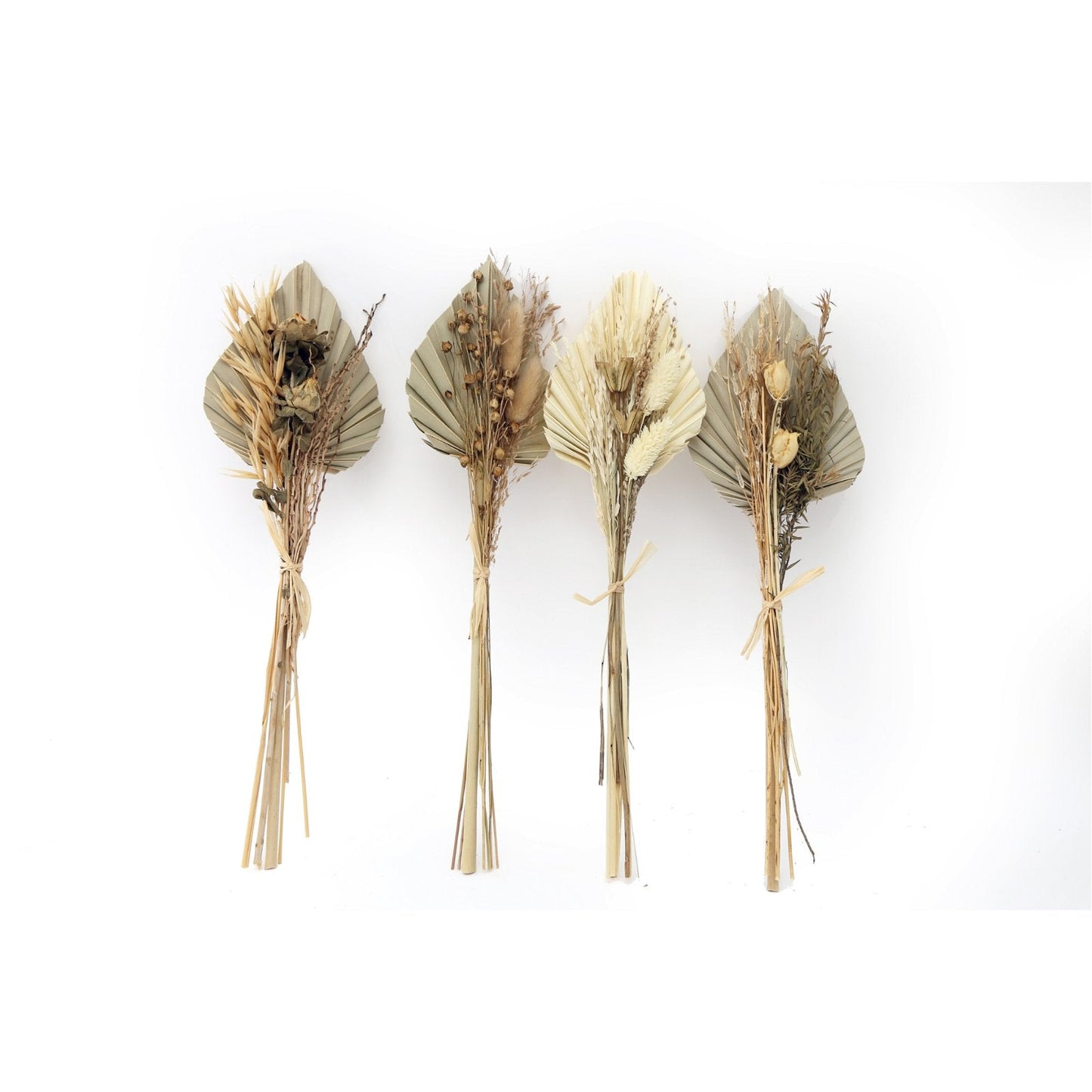 Set of Four Bouquets of Dried Grasses with Palm Spear-0