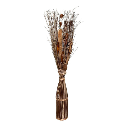 Twisted Stem Vase With Dried Brown & Cream Flowers-0