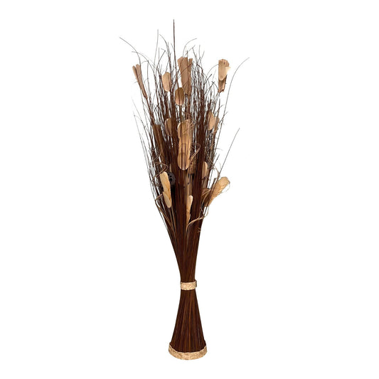 Twisted Stem Vase With Dried Dark Brown & Cream Flowers-0