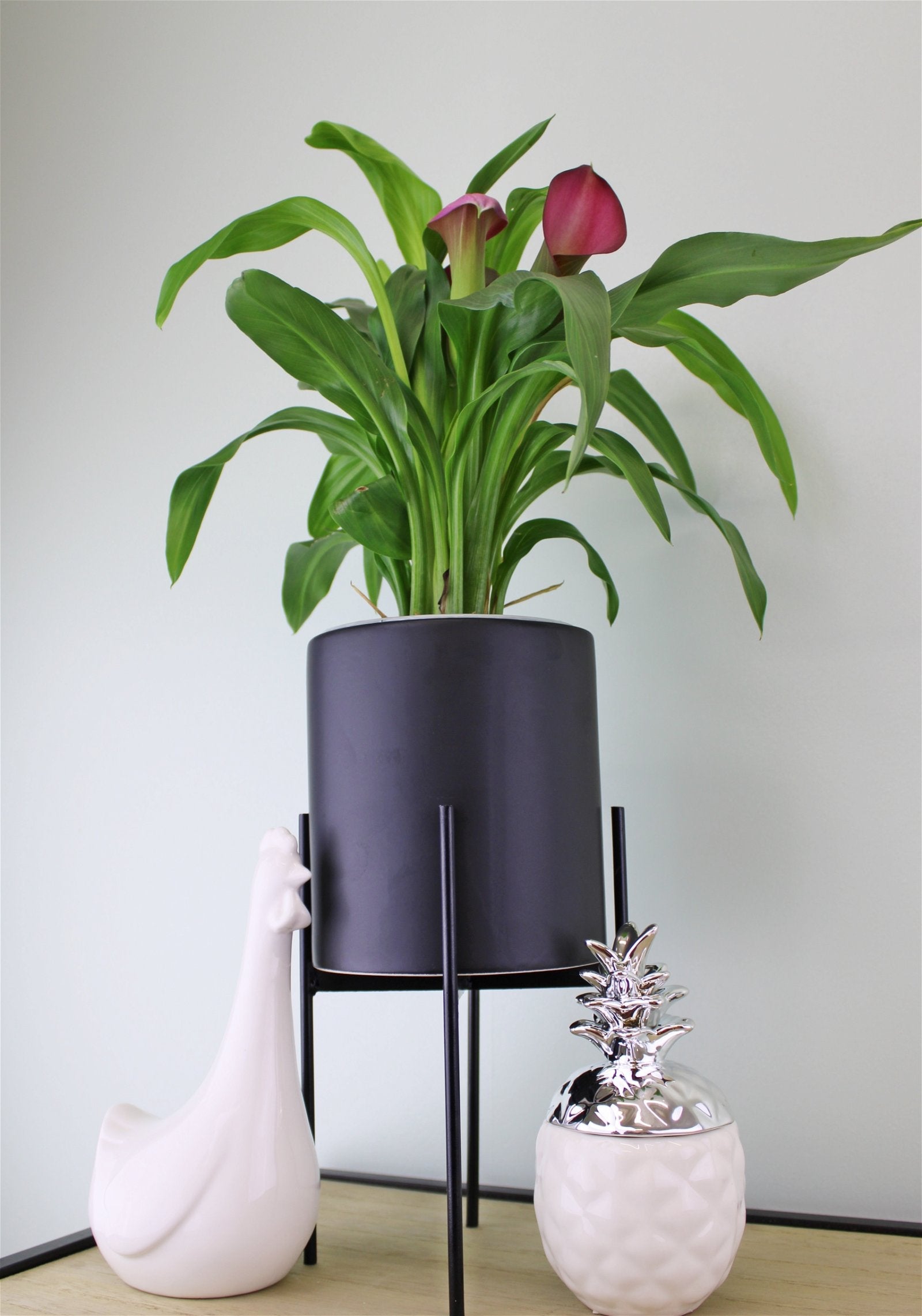 Black Planter Metal Stand 28cm-2