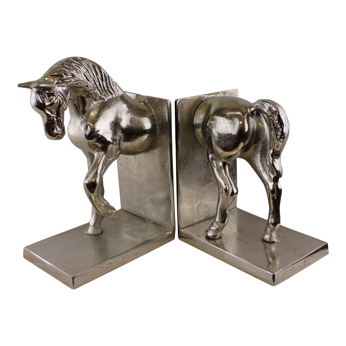 Silver Aluminium Horse Bookends-2