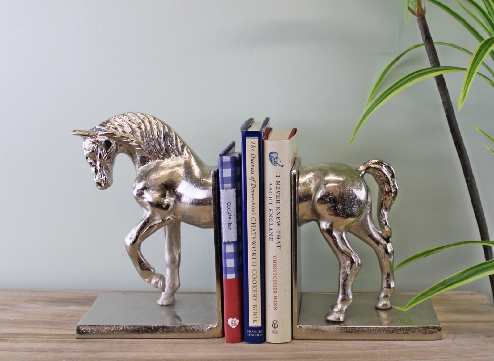 Silver Aluminium Horse Bookends-1