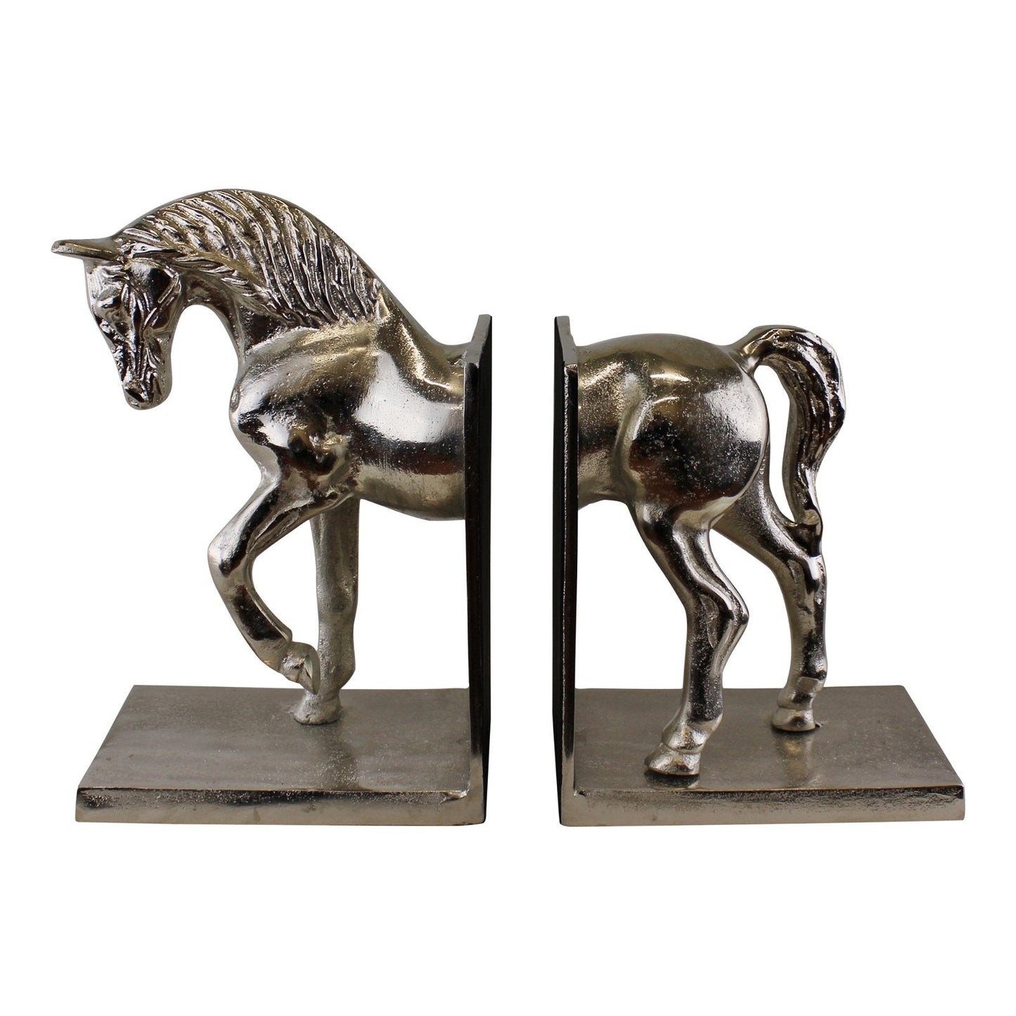 Silver Aluminium Horse Bookends-0