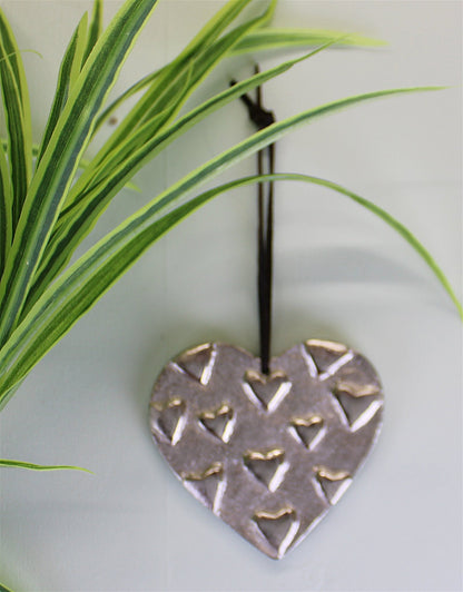 Hanging Silver Metal Heart Ornament, 10cm-1