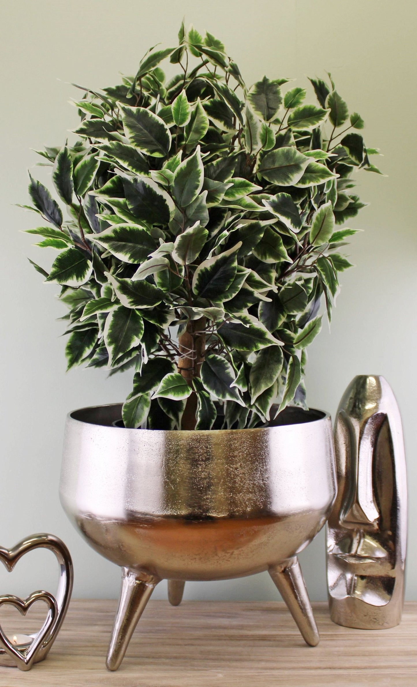 Silver Metal Planter/Bowl With Feet, 35cm-1