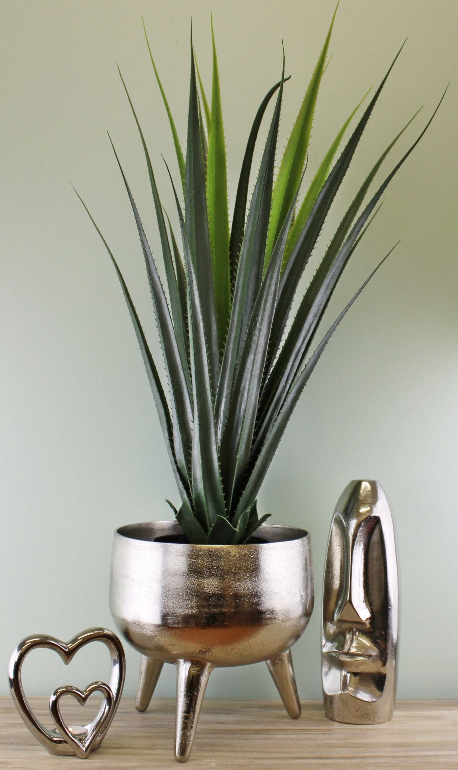 Silver Metal Planter/Bowl With Feet, 27cm-1