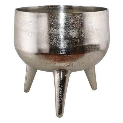 Silver Metal Planter/Bowl With Feet, 27cm-0