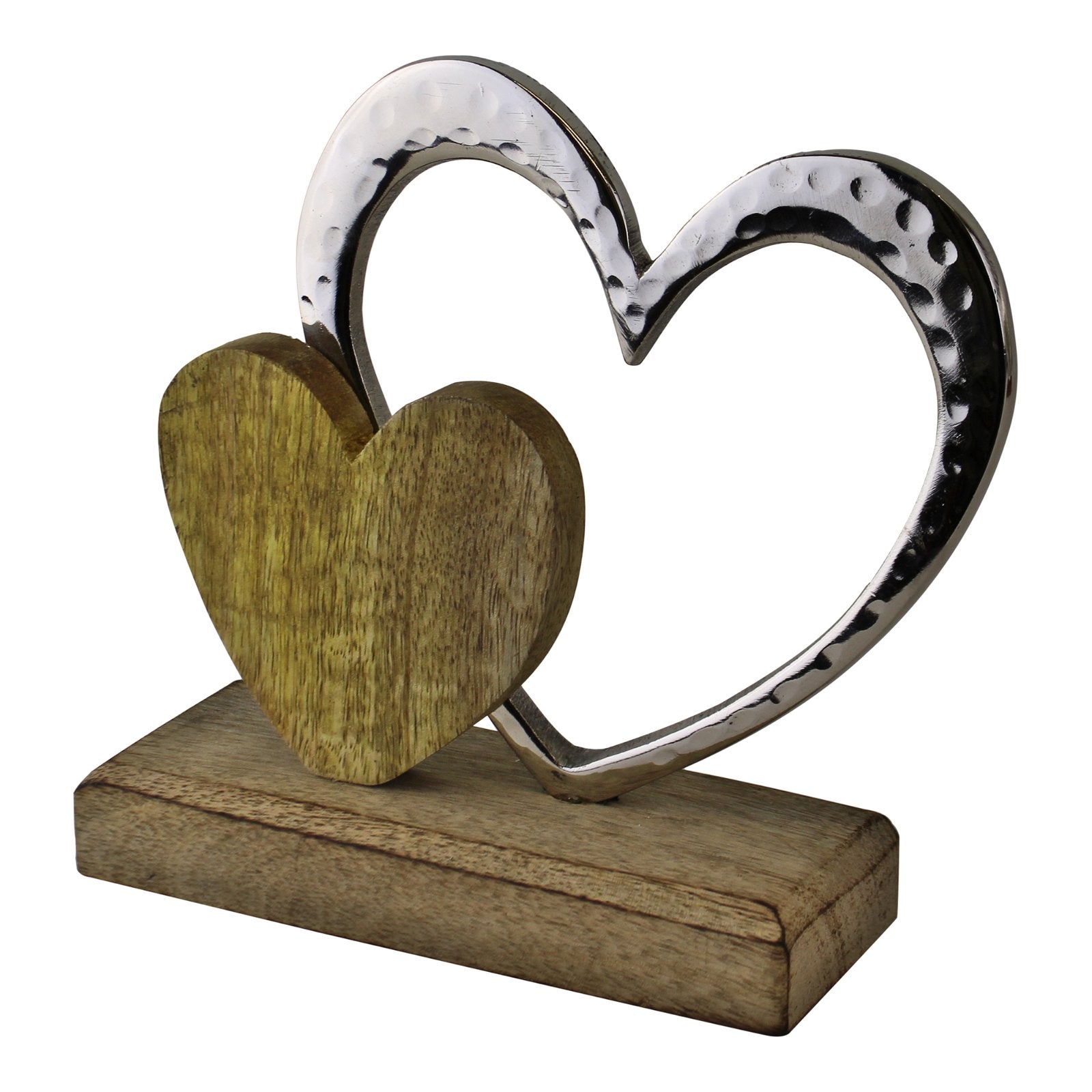 Small Double Heart On Wooden Base Ornament-2