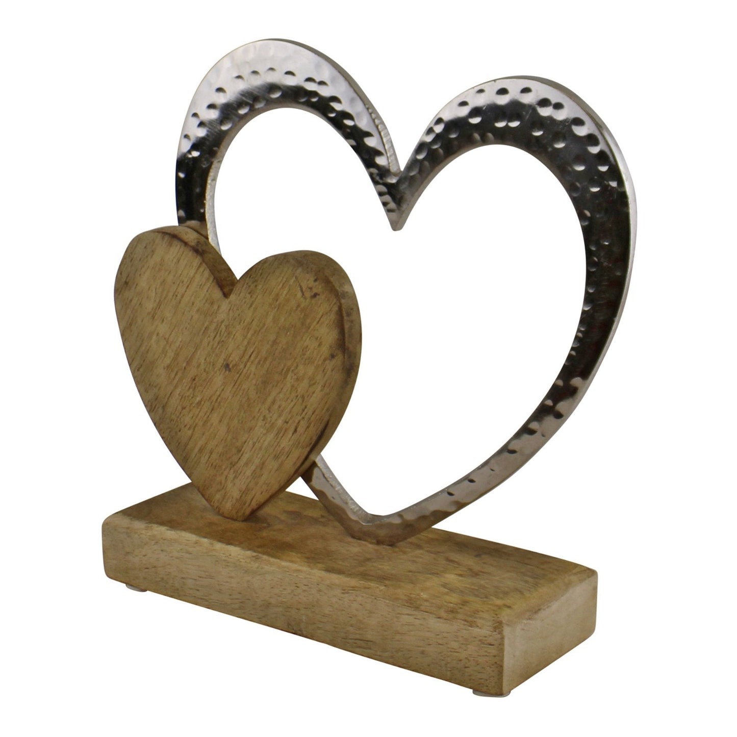 Large Double Heart On Wooden Base Ornament-2