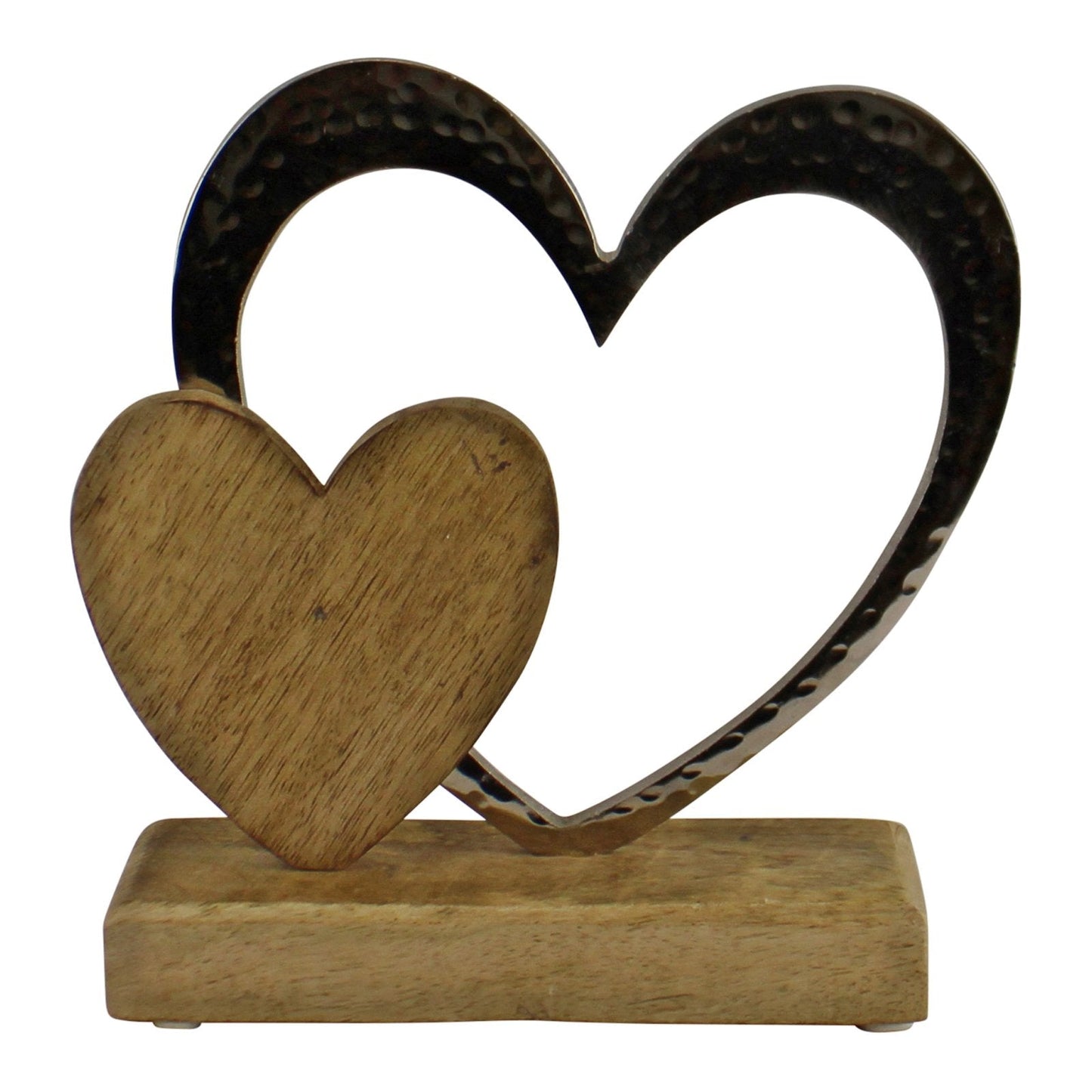 Large Double Heart On Wooden Base Ornament-0