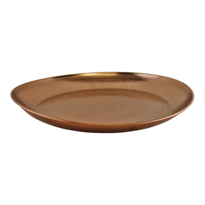 Decorative Copper Metal Tray With Etched Design-2