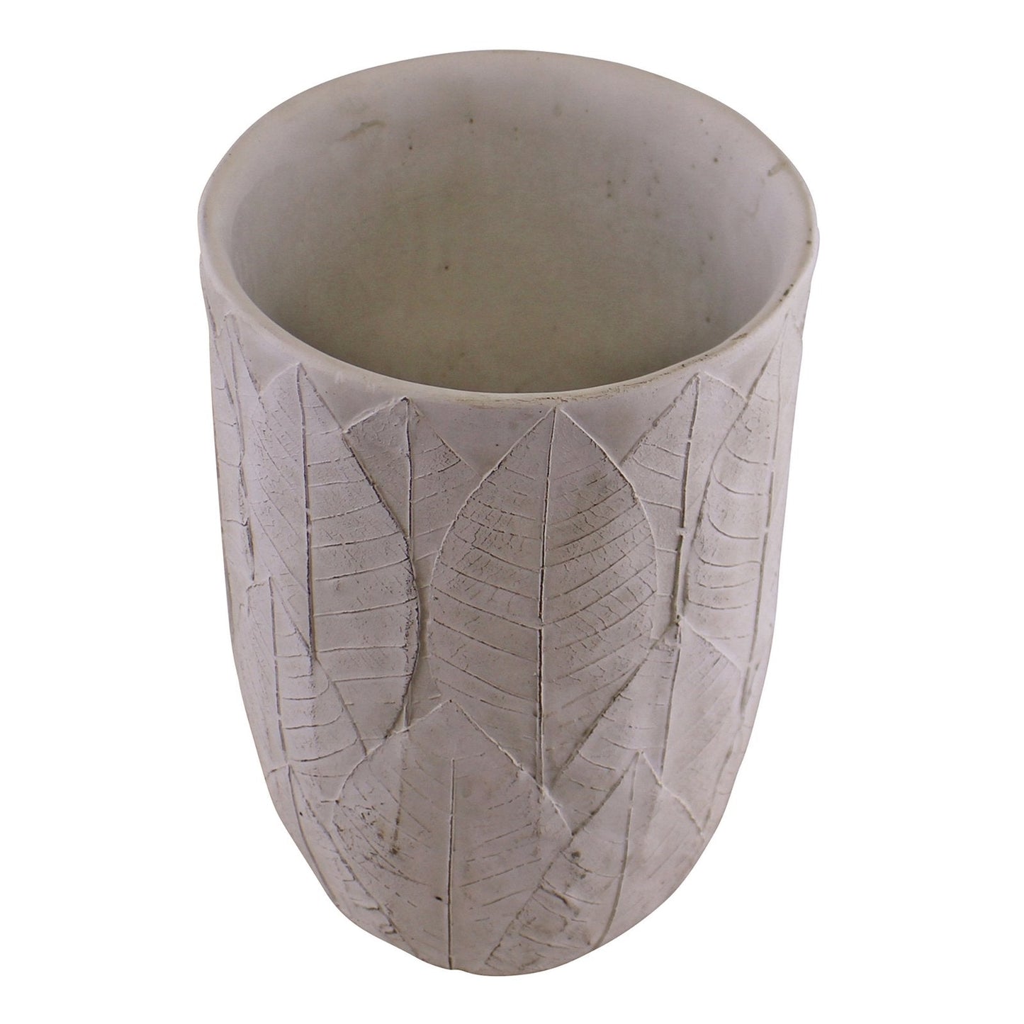 Cement Embossed Leaf Vase, 21.5cm-2