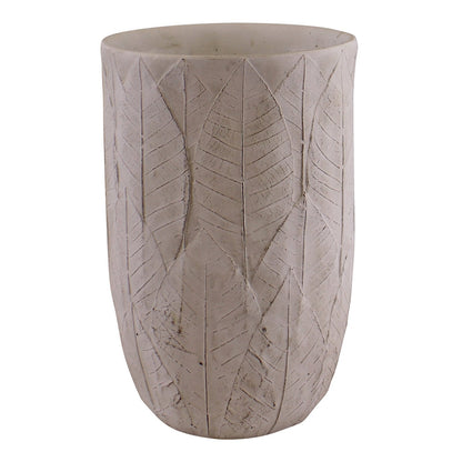 Cement Embossed Leaf Vase, 21.5cm-0