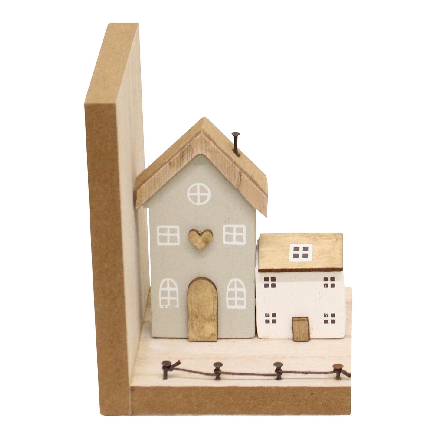 Pair of Bookends, Wooden Houses Design-3