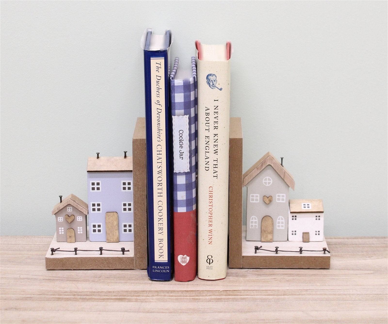 Pair of Bookends, Wooden Houses Design-1