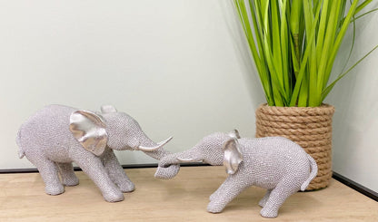 Silver Beaded Elephants Two Piece Mother & Calf-2