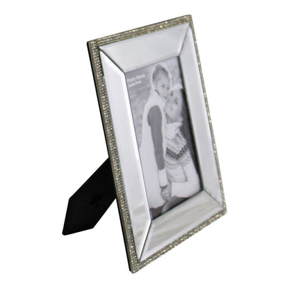 4 x 6 Mirrored Freestanding Photo Frame With Crystal Detail-1