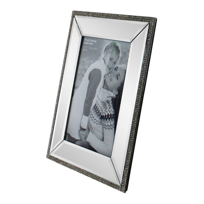 5 x 7 Mirrored Freestanding Photo Frame With Crystal Detail-2