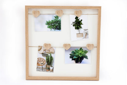 Six Heart Peg Photo Frame 42cm-0