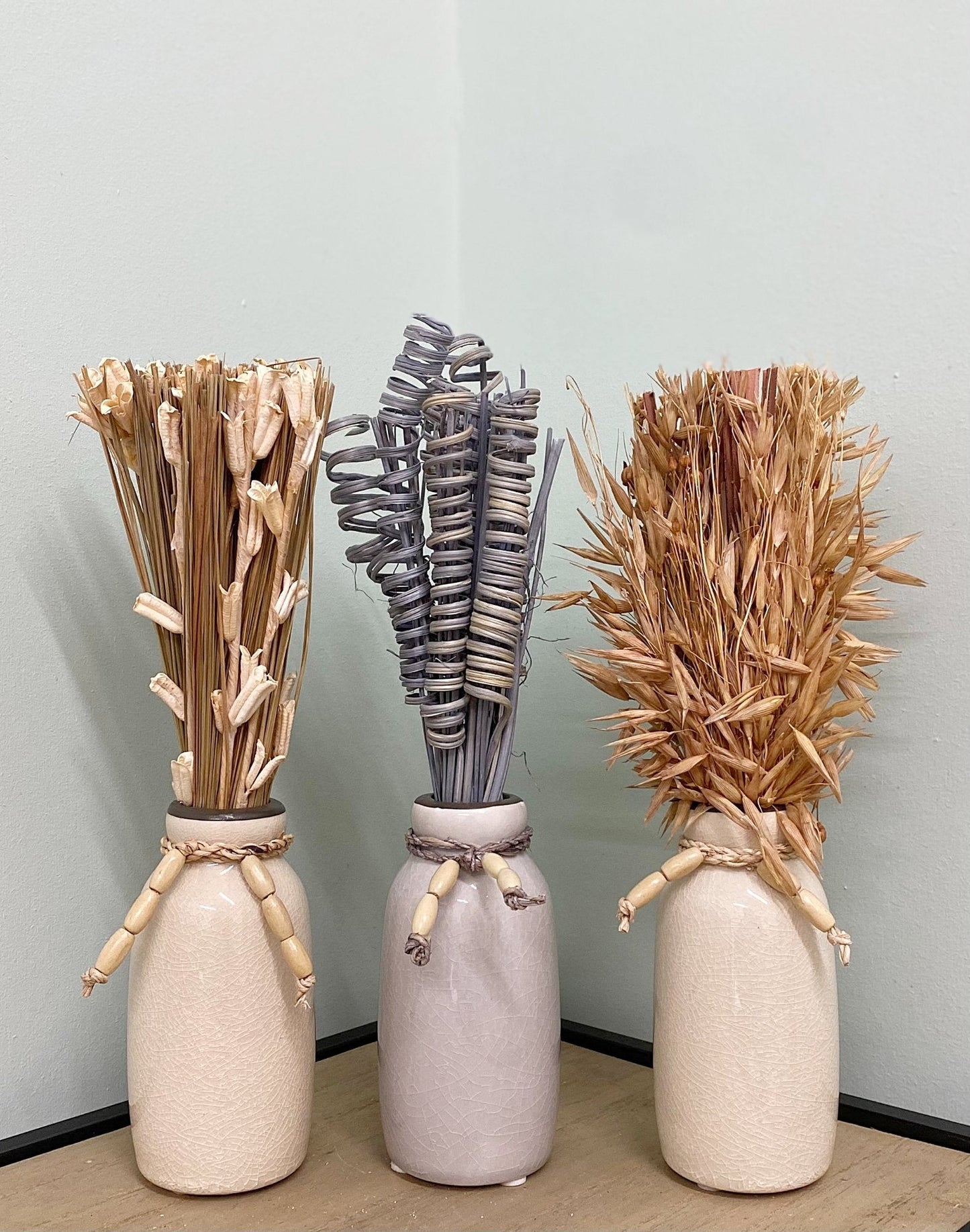 Set Of Three Dried Deco In Vases-2