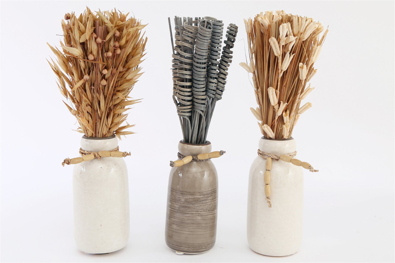 Set Of Three Dried Deco In Vases-0