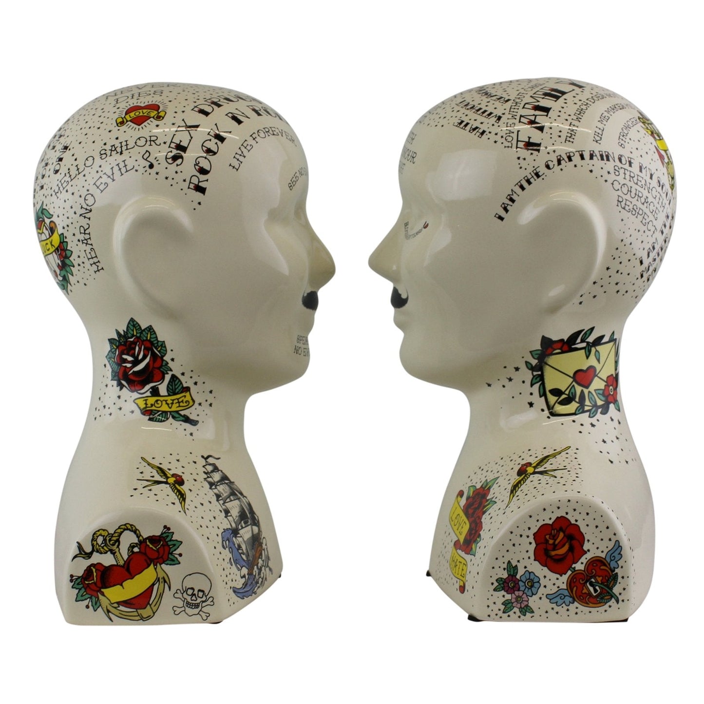 Ornamental Ceramic Phrenology Bookends-3