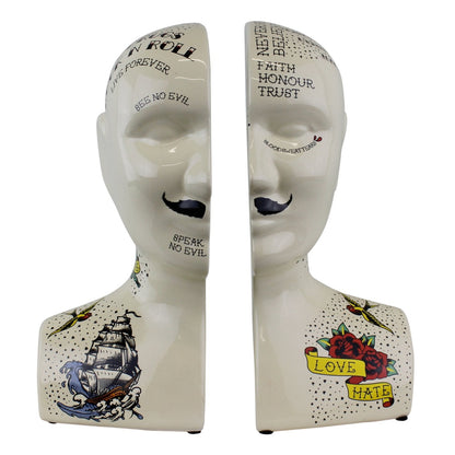 Ornamental Ceramic Phrenology Bookends-2