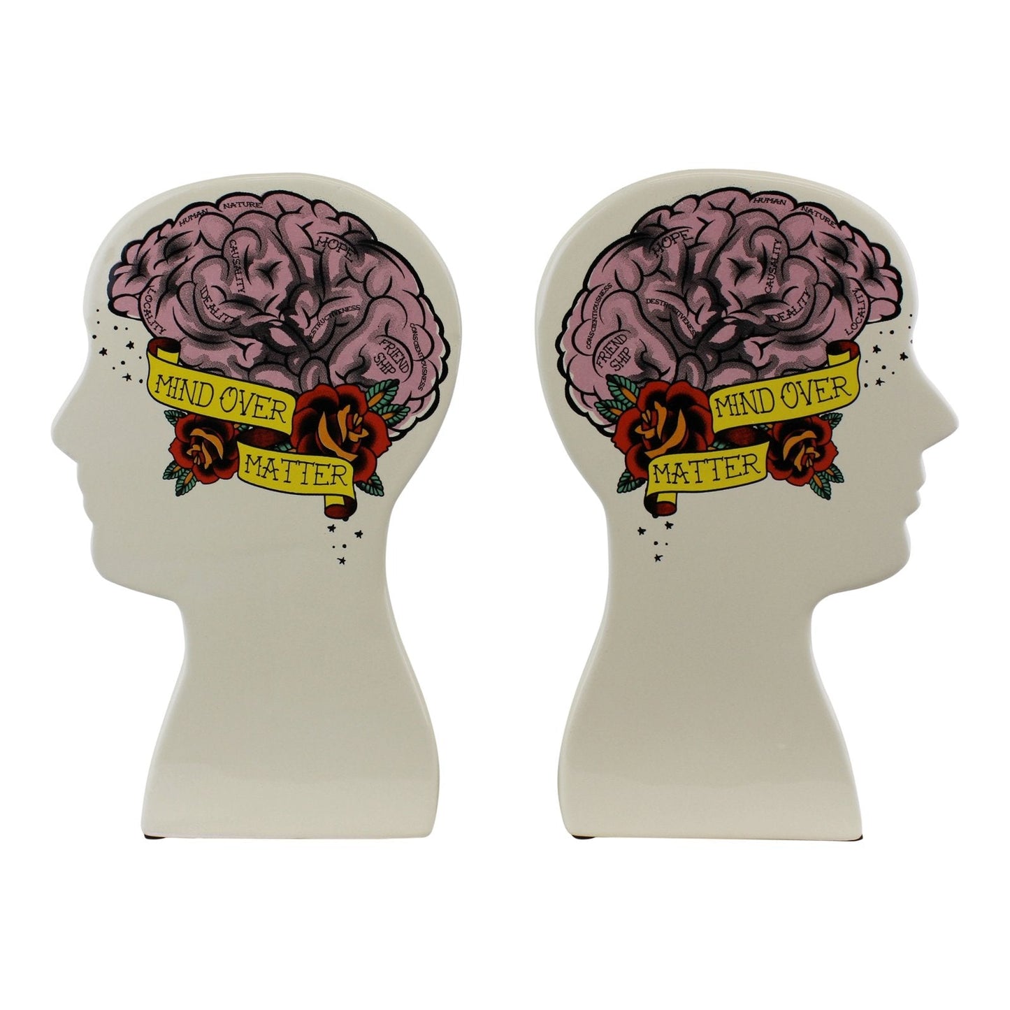 Ornamental Ceramic Phrenology Bookends-0