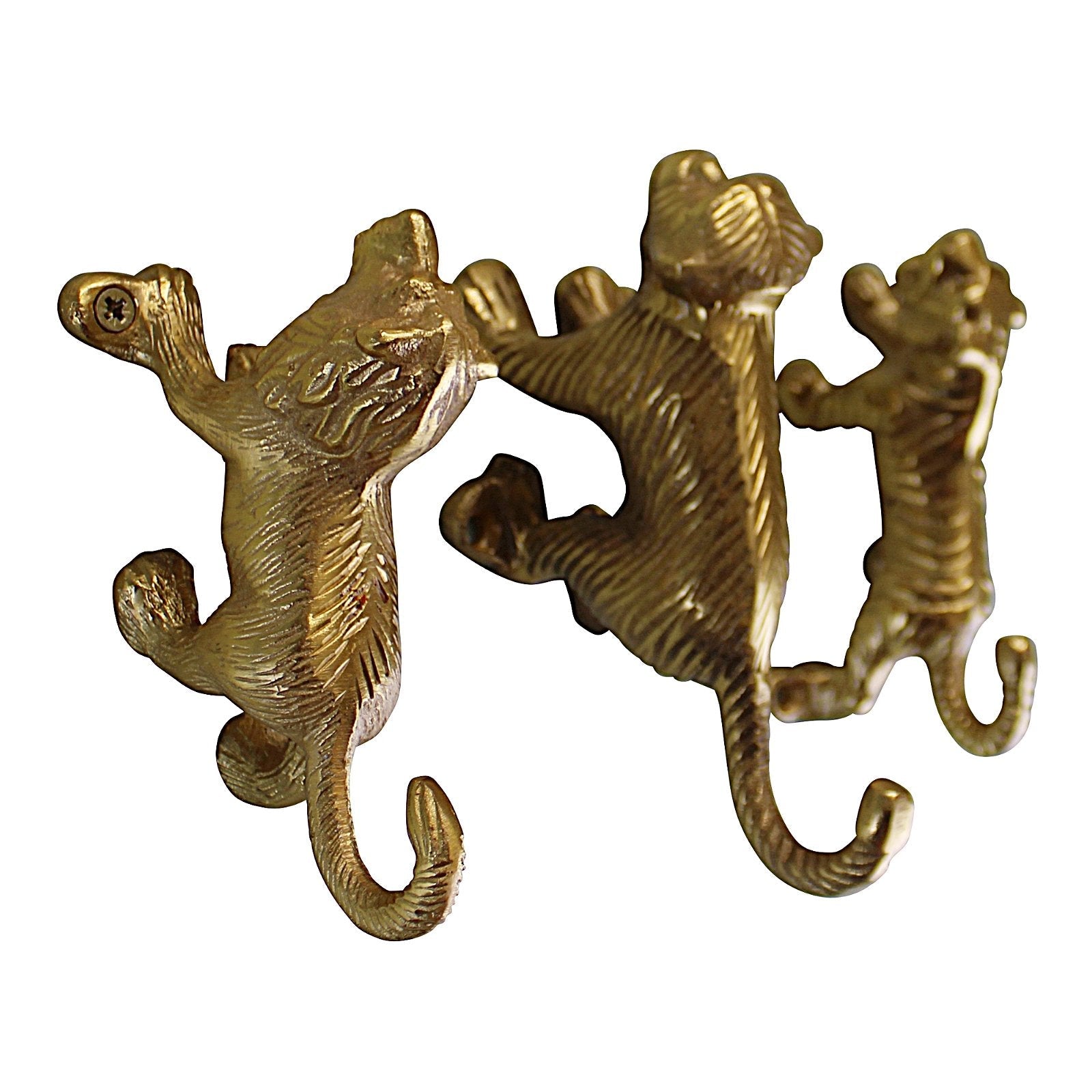 Set of 3 Gold Metal Safari Animal Coat Hooks-3