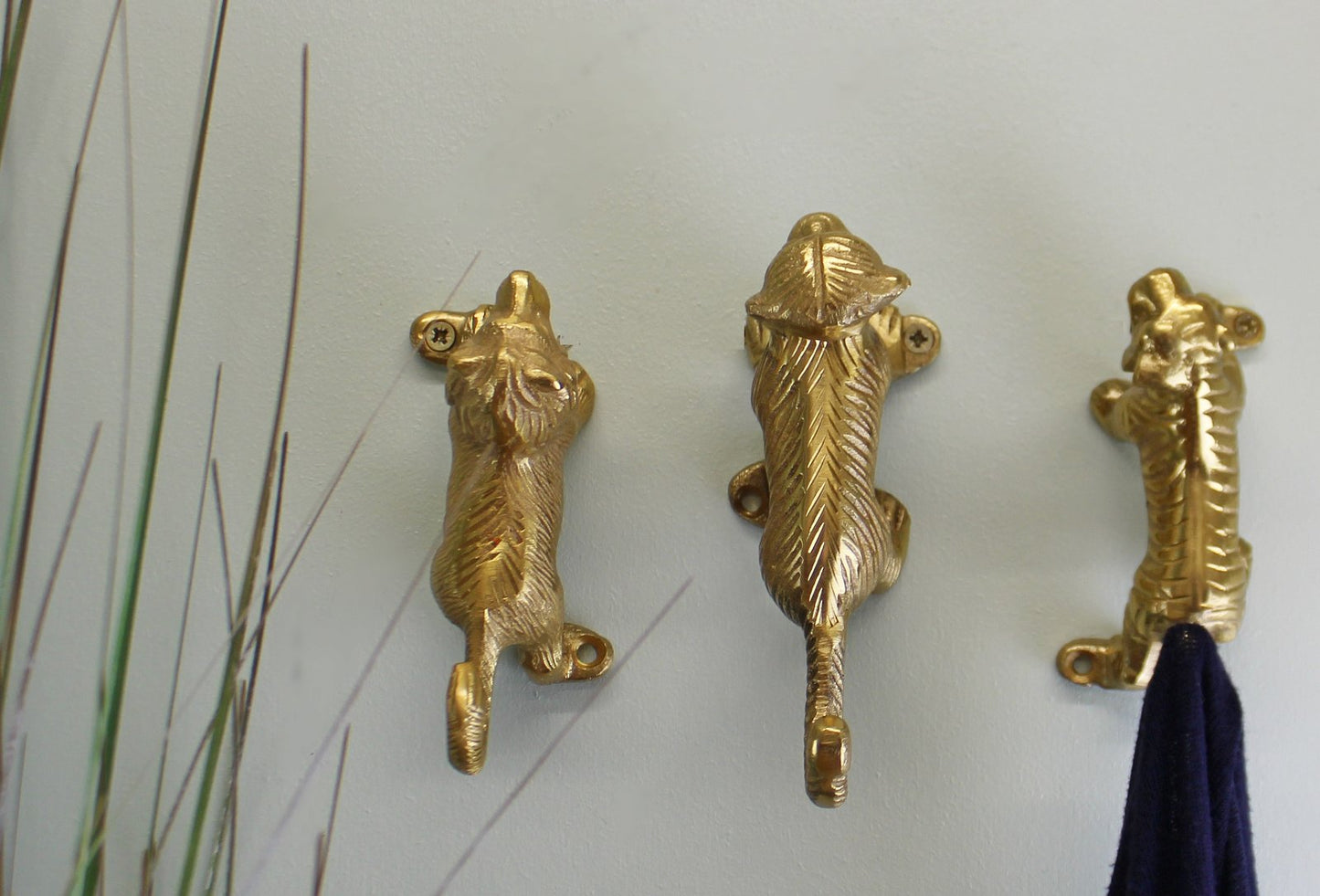 Set of 3 Gold Metal Safari Animal Coat Hooks-1