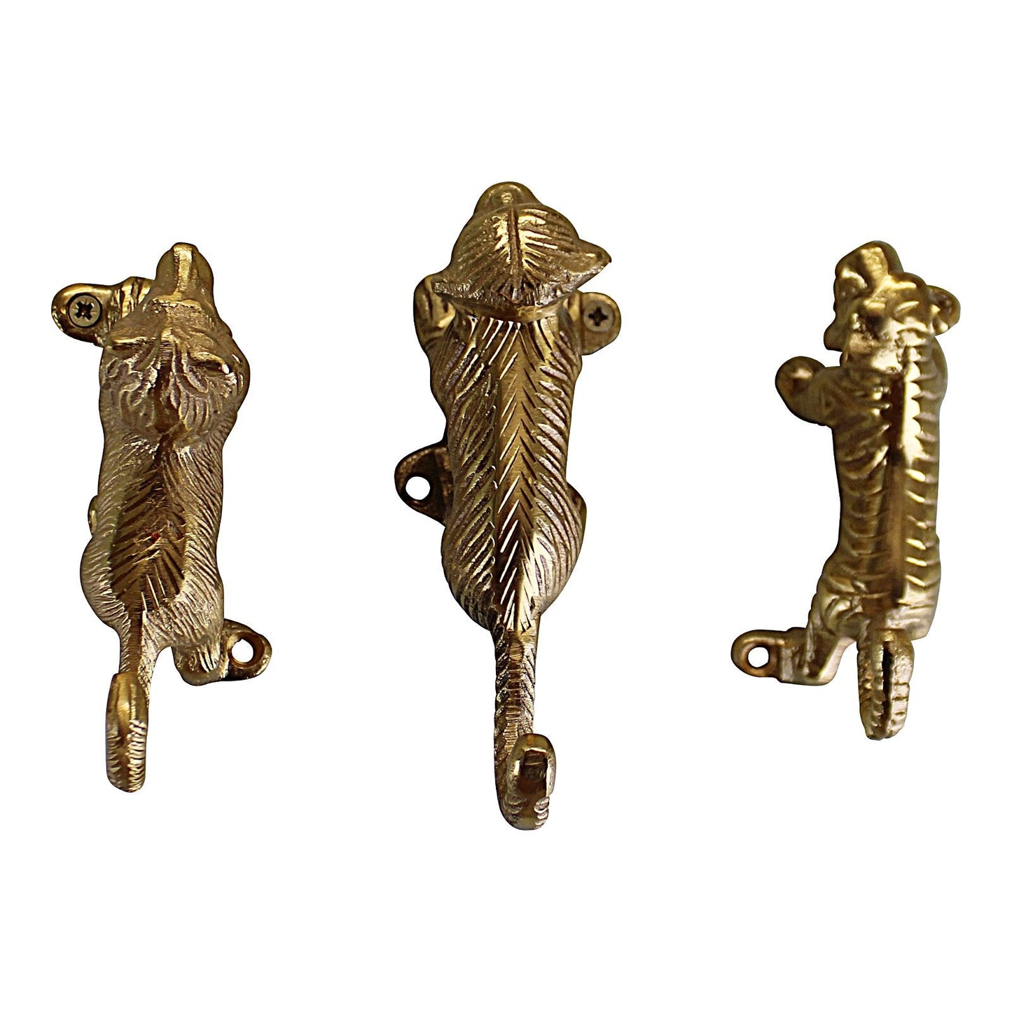 Set of 3 Gold Metal Safari Animal Coat Hooks-0