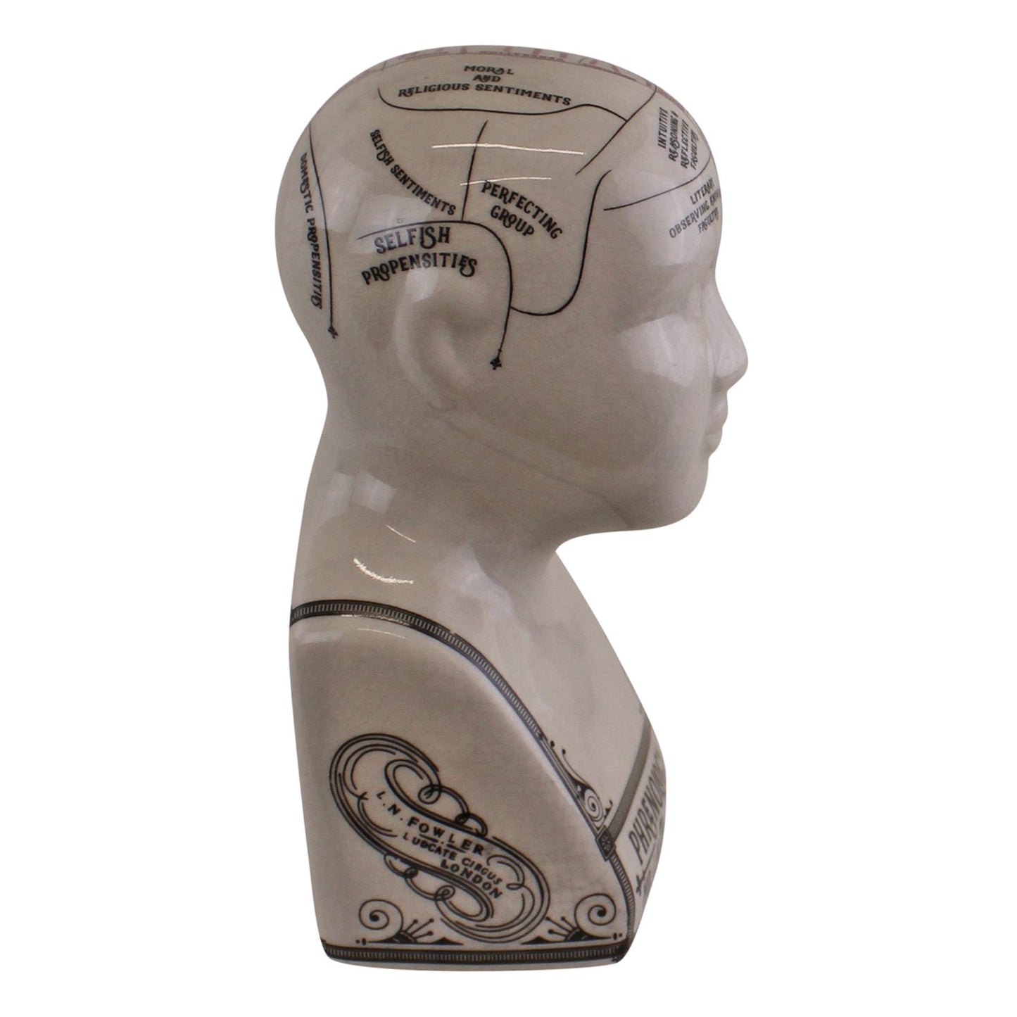 Small Ceramic Crackle Phrenology Head-1