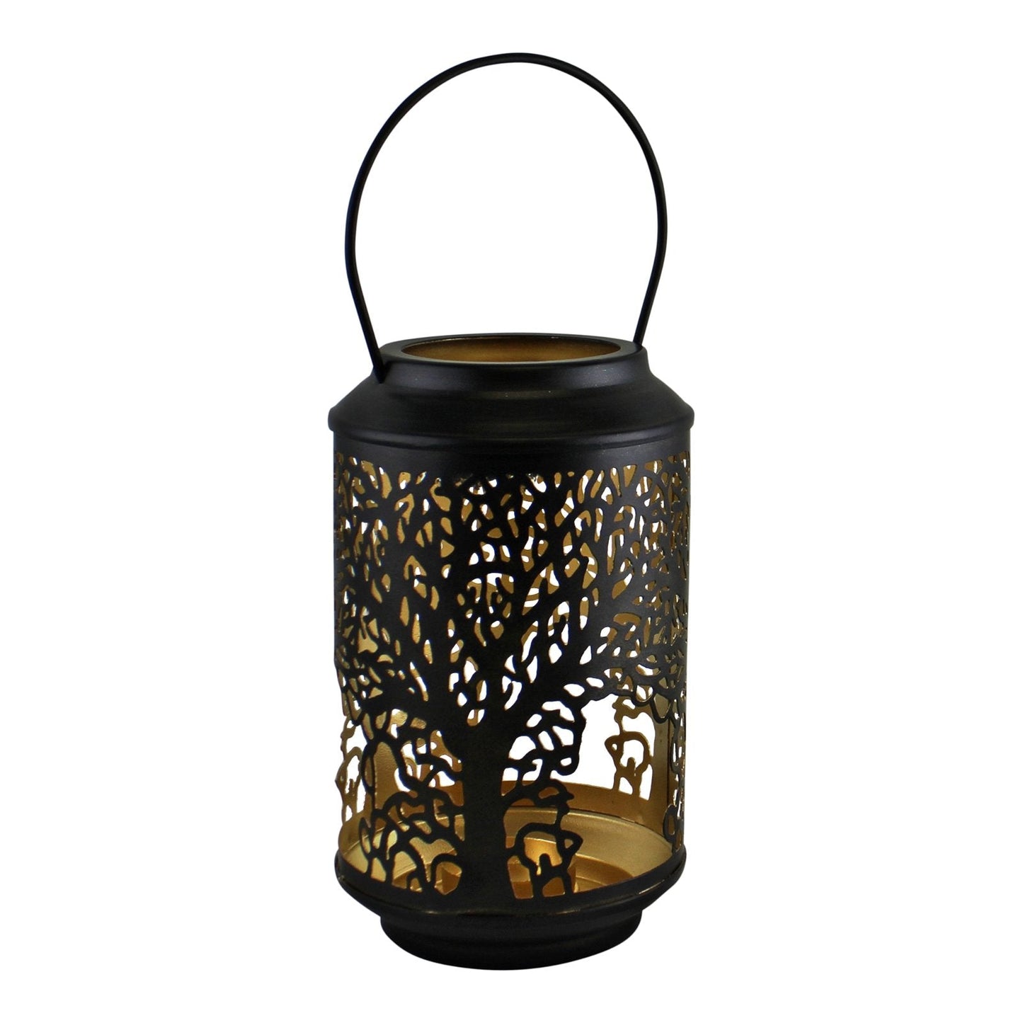 Small Tree Of Life Cutout Design Black Candle Lantern-0