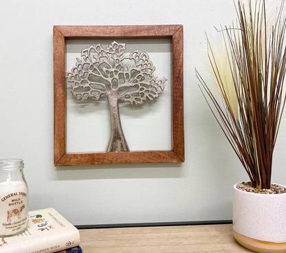 Silver Tree Of Life In A Wooden Frame-4