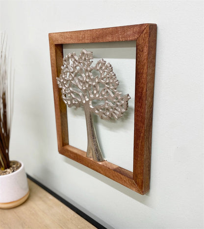 Silver Tree Of Life In A Wooden Frame-3