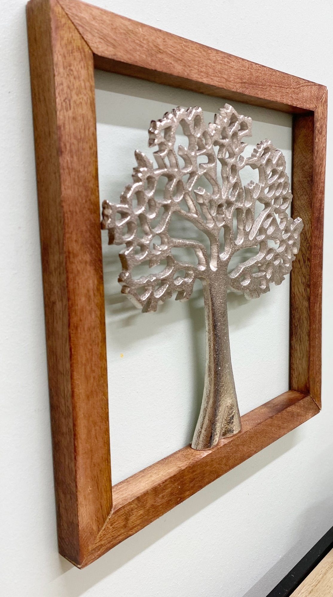 Silver Tree Of Life In A Wooden Frame-2