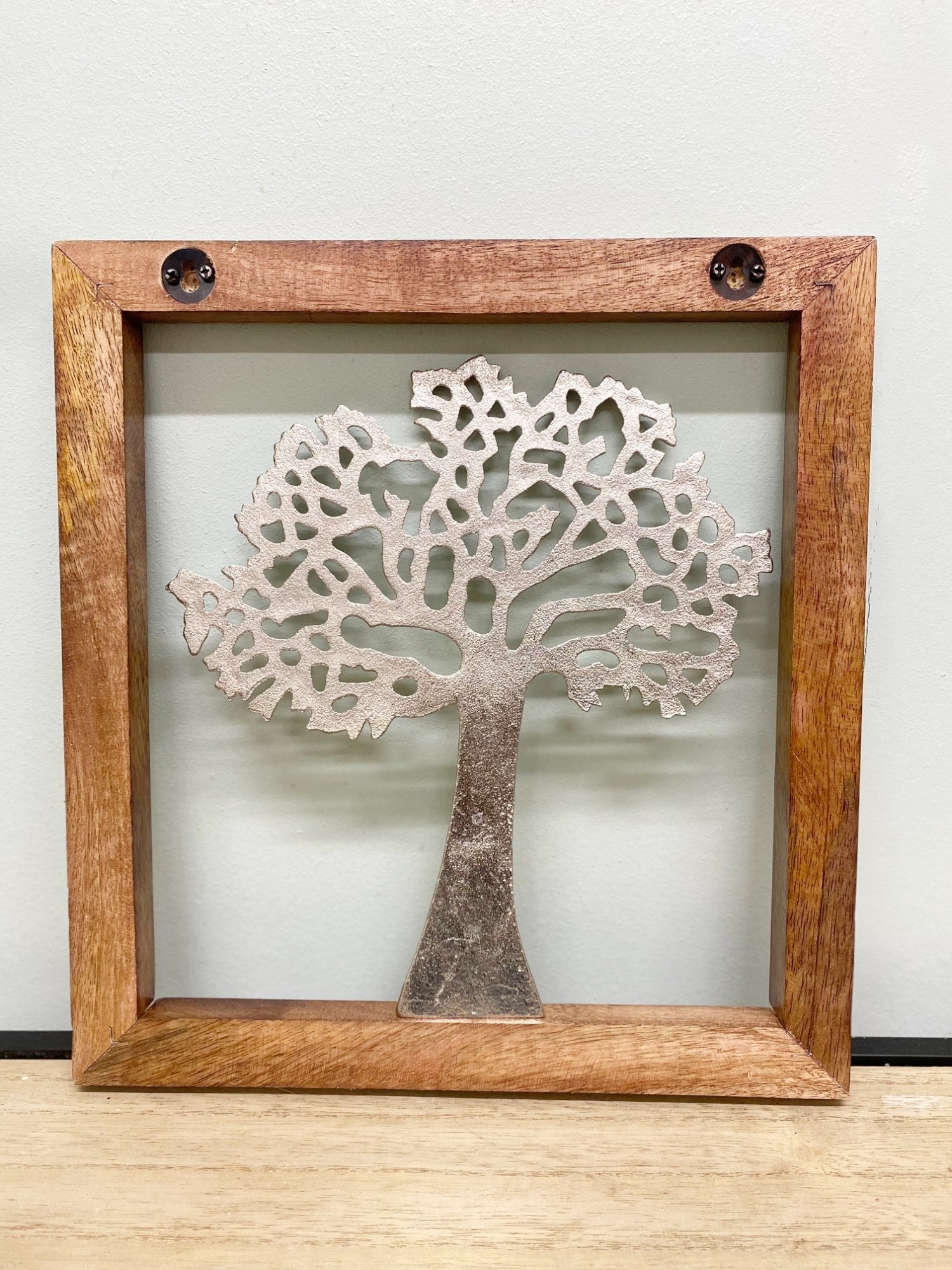 Silver Tree Of Life In A Wooden Frame-1